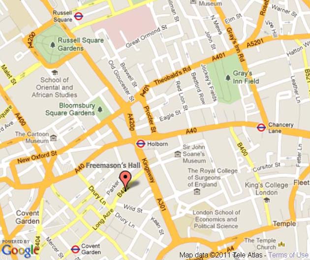 Click to see more about Freemason's Hall Icon marks position on Map